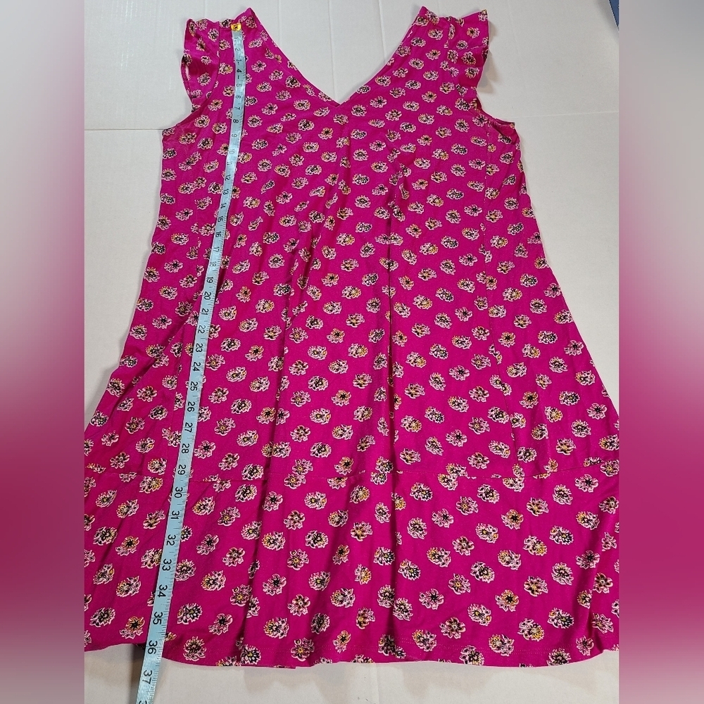 LOFT Hot Pink Floral V-Neck Midi Comfy Swing Dress EUC Plus Size 14 - Picture 10 of 10